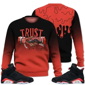Retro 6 Infrared Sweatshirt, Black Infrared 6s Outfits, Snake Trust No One Outfits Streetwear Unisex Sneaker Matching Shirts
