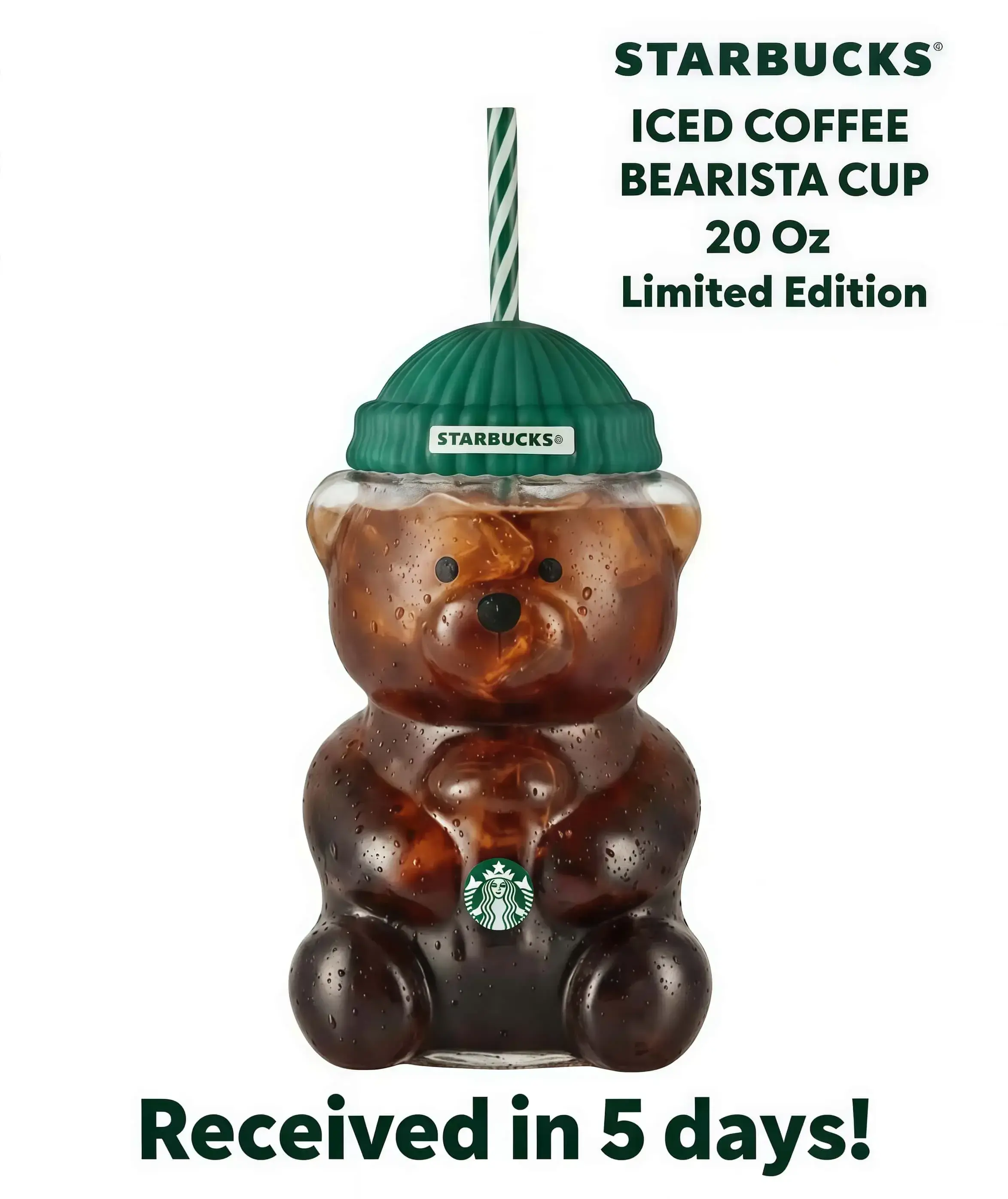 Starbucks 2026 Limited Edition Barista Bear Glass Tumbler 590ml