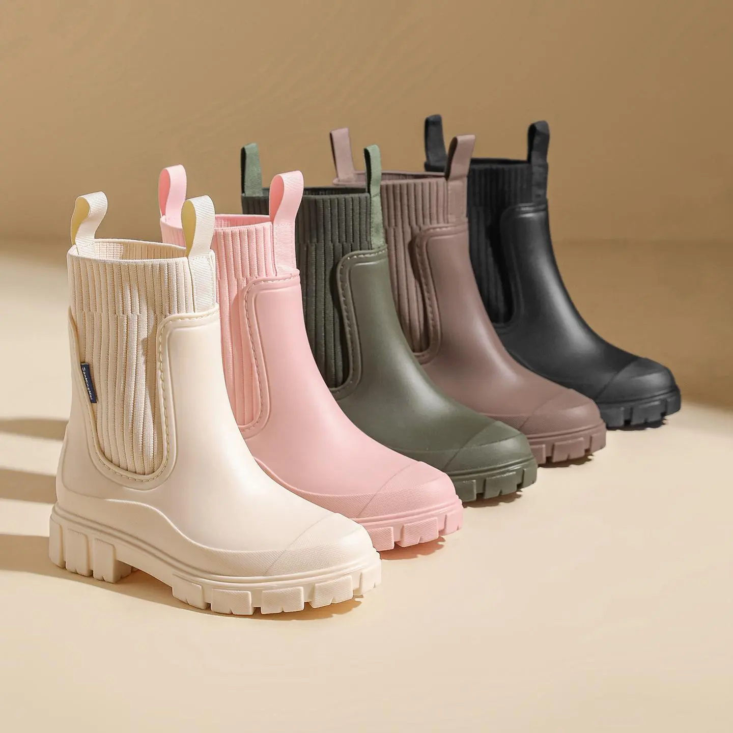 FEITAI Women's Matte Lightweight Rain Boots, PVC Upper & Thick Non-Slip Sole, Round Toe, Comfortable Fabric Lining & Insole, Versatile Outdoor Casual Footwear