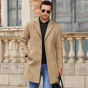 COOFANDY Mens Wool Blend Coat Winter Trench Coats Notched Lapel Collar Single Breasted Overcoat Classic Peacoat With Pockets Menswear Casual