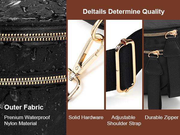 Best-selling Women's Large-Sized Double Zipper Crossbody Bag Minimalist Handbagwith Adjustable Strap & Multi Pockets | Waterproof NylonHip Bag for Work Weekends Travel | Ideal Gift for HerBirthday Christmas