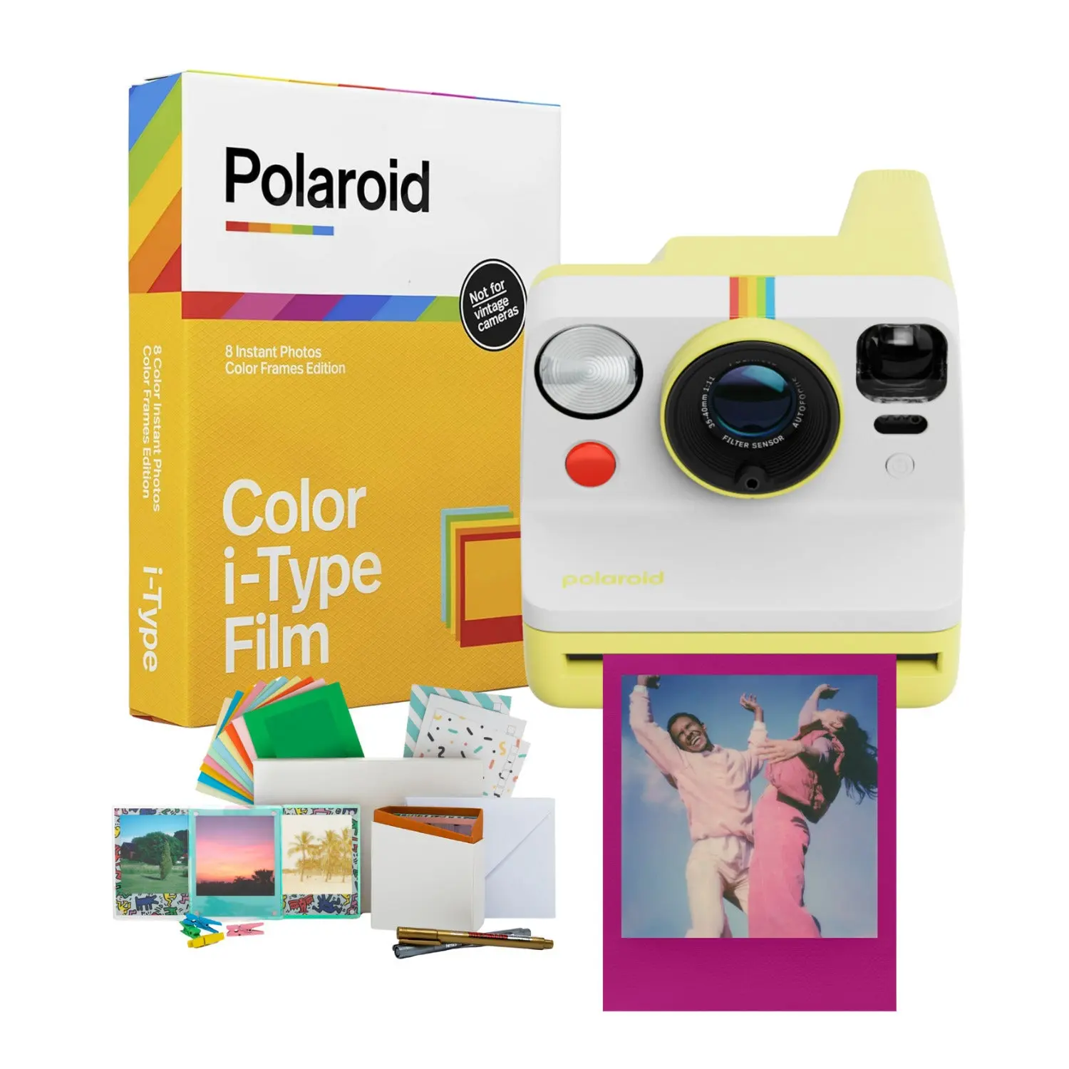 Polaroid Now Generation 3 Analog Instant Camera (Yellow) and Accessories Bundle, Rechargeable, Square