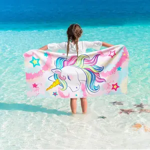 Unicorn Kids Beach Towel for Girls - 30” x 60” Unicorn Sand Free Swim Towels for Girls Bath Pool Camping Travel Towel Quick Dry Ultra Absorbent Super Soft Beach Blanket Bath Shower Towel