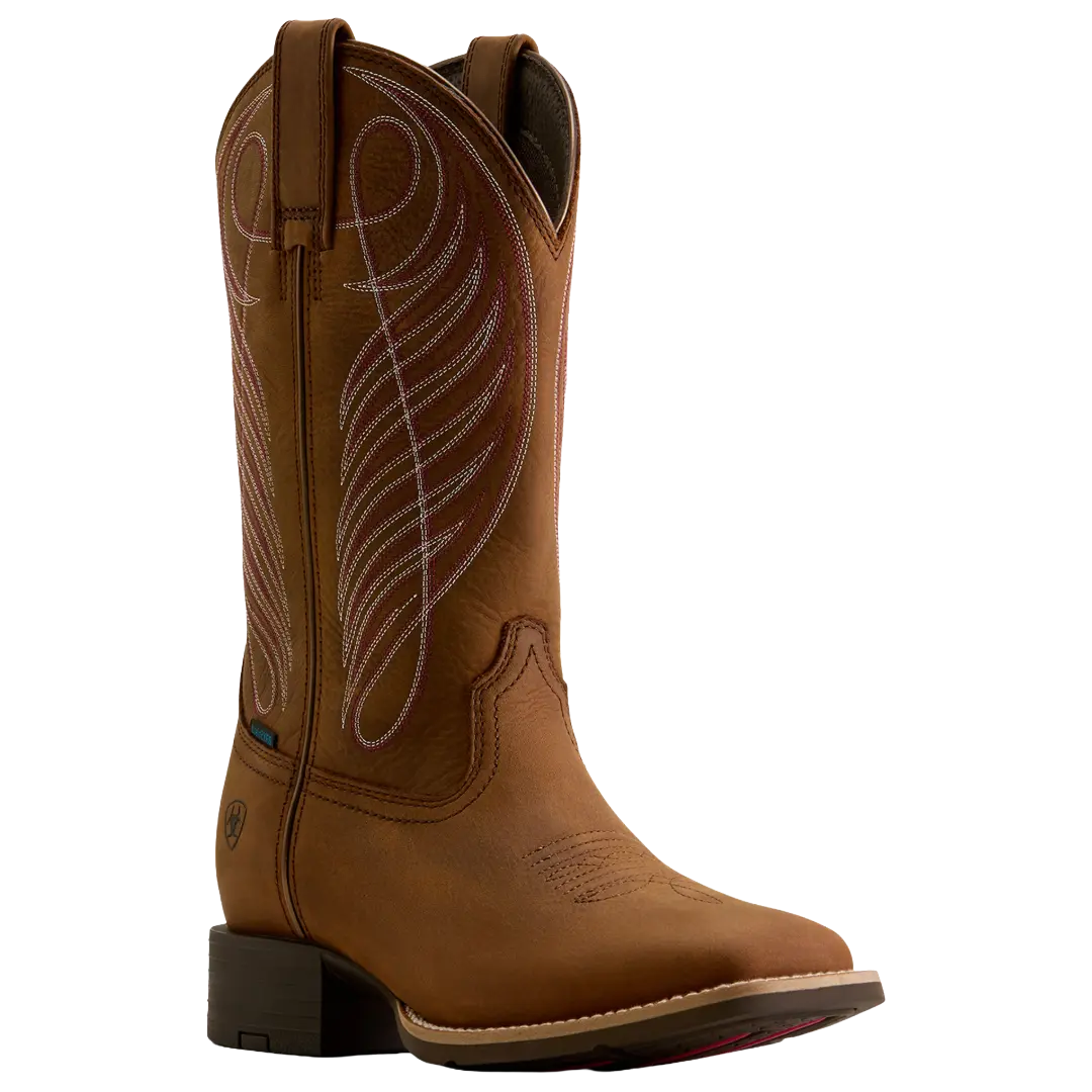 Ariat Ladies Round Up Waterproof  Reliable Brown Wide Square Toe Boot 10080420
