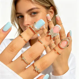 New women's zircon inlaid nail ring, personalized and elegant wearable detachable manicure ring - decorate your nails to show your personality