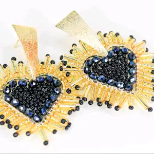 Beaded Heart Elegant Earrings, Valentine's Jewelry