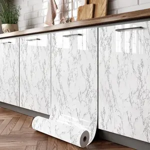 Marble Pattern Wallpaper Roll, Waterproof Oil-Resistant Self-Adhesive Wall Paper, Easy Install DIY Home Decor for Kitchen & Bathroom