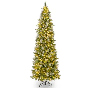 COSTWAY - 6/7.5/9 FT Artificial Christmas Tree with Warm-White LED Lights-L