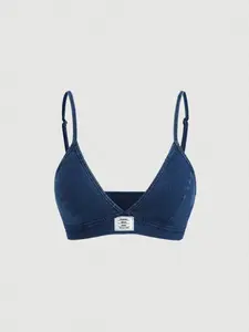 Women's Distressed Denim Camisole with Built-In Bra Padding Blue Slim Fit Sleeveless Spaghetti Strap for Country Concert - Fabric