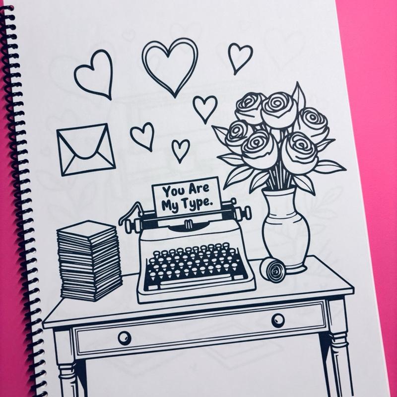 Bold & Easy Retro Valentine Coloring Book with 30 Unique Pages for Kids Teens & Adults Simple Fun Designs for Stress Relief & Mindful Coloring