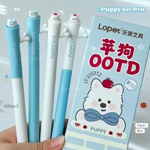 4PCS Cute Puppy Style Gel Pen 0.5mm Black Pen Creative Writing Pen Office Supplies