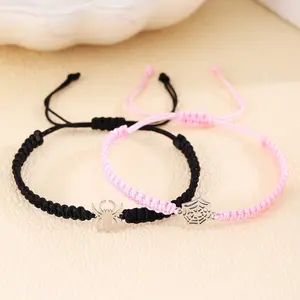 Braided Bracelet Spider Web Couple Bracelet Stainless Steel Spider Pendant Bracelet Couple Daily Wear Gift