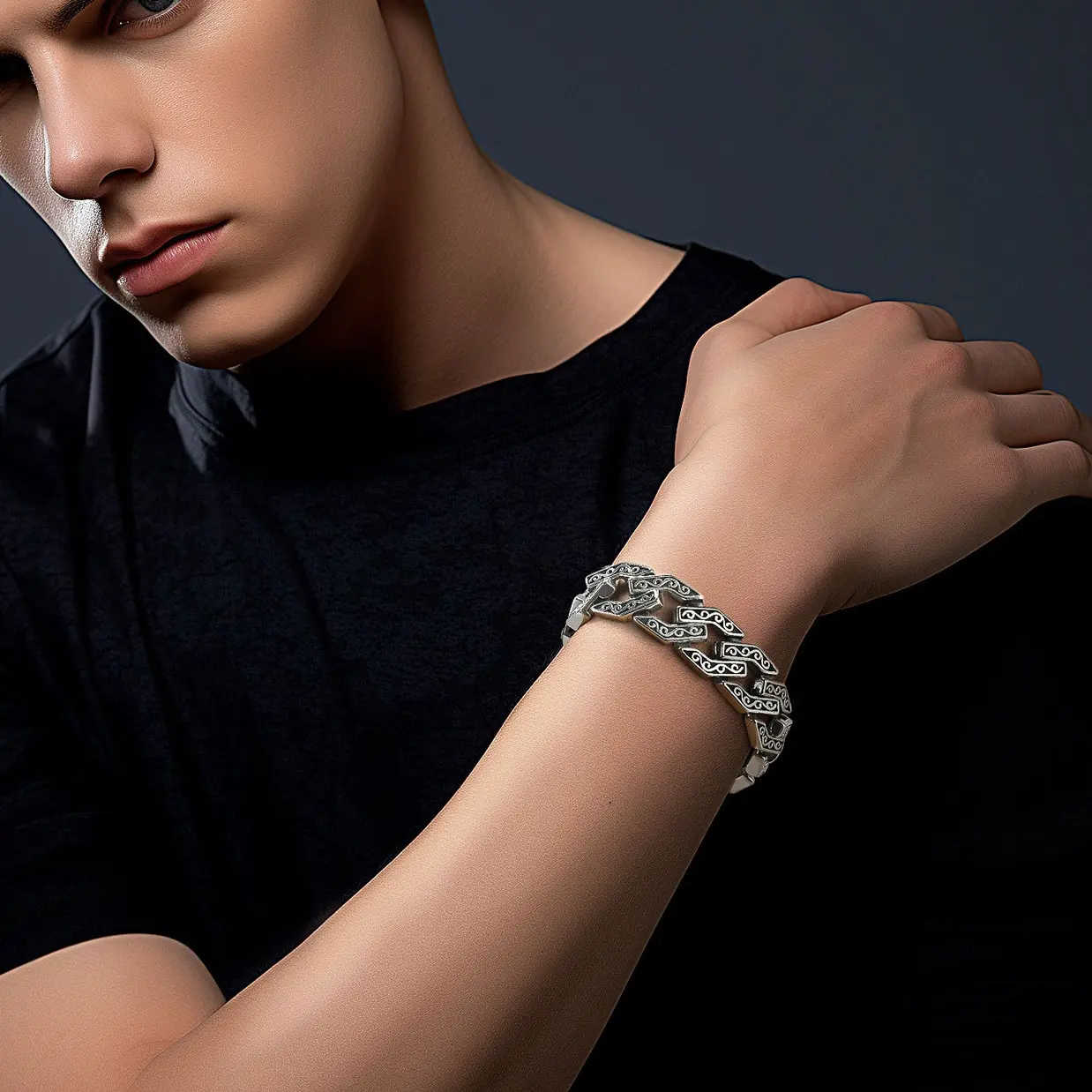 FaithHeart Men's Celtic Jewelry Wristband - 316L Stainless Steel/Black Fashion Accessory, Bracelet Wristband, Fashion Bracelet, Jewelry Bracelet