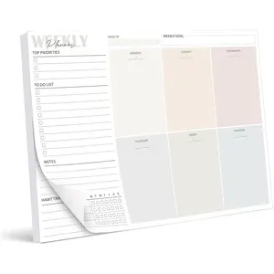 Teacher Supplies - Weekly Planner Notepad Undated - 50 Sheets Weekly  Notepad (8.3"x11.7") - Weekly Planner Pad with Daily Checklist, Priority Todo & Notes -  & Office Desk Accessories