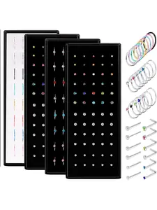 200 Pieces Nose Piercing 316L Stainless Steel for Women and Men Rings Nose Hoops L Shape I Hypoallergenic Septum Clicker Nose Piercing Jewelry 20G 1.5mm 2mm 2.5mm, Stainless Steel Body Piercing Kit
