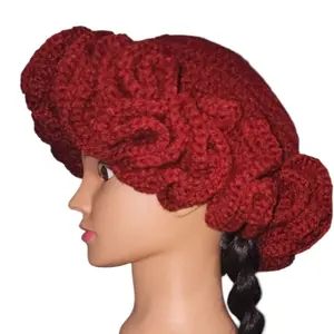 Handmade Silk Lined Red Bonnet with Ruffle - Unisex Hair Bonnet for Everyday Comfort and Healthy Hair
