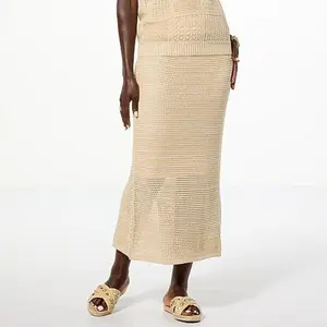 Jaclyn Smith Pointelle Crochet Knit Pencil Skirt