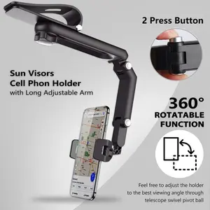 New 1080° Multi-function Sun Visor Universal 360 Degree Rotating Phone Holder Suitable for Any Scene Car Holder - Rotatable and Retractable
