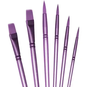 4/6Pcs Watercolor Brush Set Pointed Round Flat Head Soft Hair Beginner's Art Student Artist Supplies Hand Drawn Watercolor Nylon Painting Material Art Supplies Art Materials