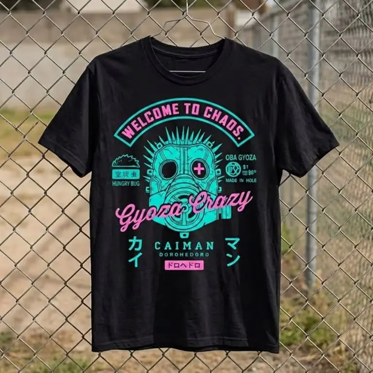 Dorohedoro Kaiman T-Shirt, Short Sleeve Crew Neck T-Shirt, Pull On, Casual, Unisex Cotton T-Shirt, Menswear, Womenswear