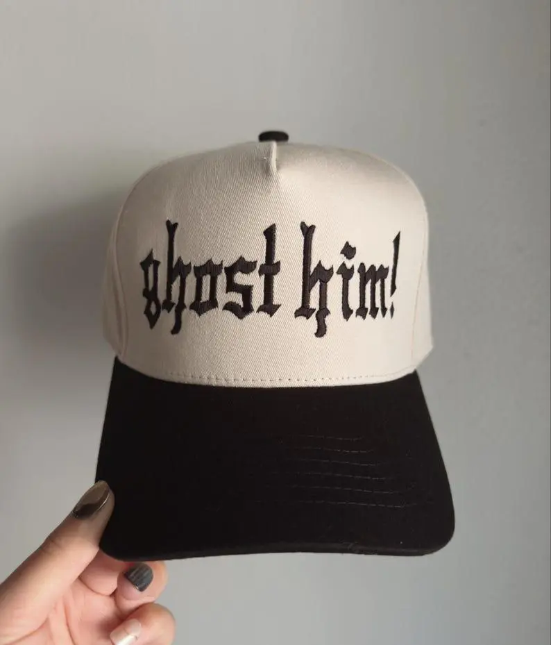 Ghost Him Halloween Trucker Hat: Vintage Style, spooky season, embroidered hat