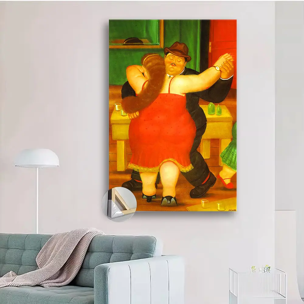 1pc wooden frame Fernando Botero - Couple Dancing Poster for Living Room, Bedroom, Kitchen and Office Decoration