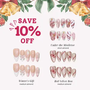ErsaNails PINKY CHRISTMAS BUNDLE - Handmade PressOn Nails 10PCS | Acrylic, Reusable, Salon-Quality, Long-Lasting, Glossy Design