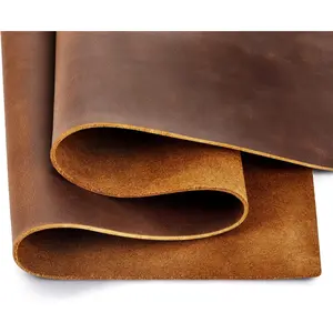 Genuine Leather Tooling Sheets 1.8-2.0MM Thick Full Grain Oil Tan Crazy Horse Cowhide Leather Sheets for Crafts Tooling Sewing Wallet Earring Hobby (Brown, 8"x12")