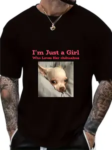 I Just a Love Her Chihuahua T-shirt Men Cool Duck Pattern Black Casual Crew Neck Short Sleeve Martial Arts Gift T-shirt, 180g Fabric Weight 100% Cotton X-3XL, Ideal for Summer Outdoor Fun, PLUS SIZE