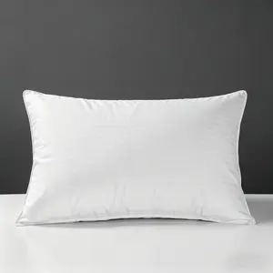 1 pcs Goose Feather and Down Bed Pillows Standard Size, Luxury 3-Chamber Pillows with Soft & Down-Proof Cover, Fluffy Plush Hotel Pillows for Side, Back & Stomach Sleepers