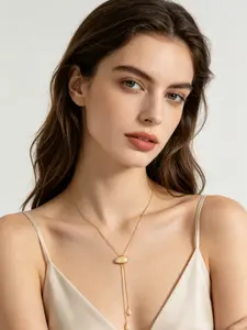 Boho Geometric Irregular Necklace, Adjustable Length Fashion Long Necklace, Luxurious Casual Party Ladies' Versatile Metal Pendant Gift