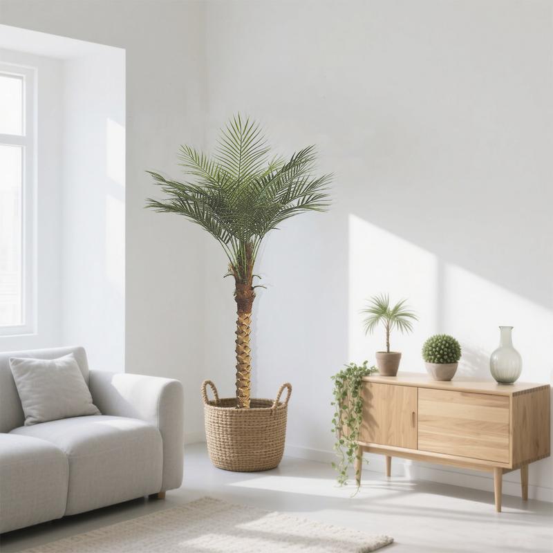 5,6,7,8,9ft Artificial palm trees, easy to assemble, suitable for indoor and outdoor home decoration, tropical palm tree courtyard swimming pool layout.(set of 2)