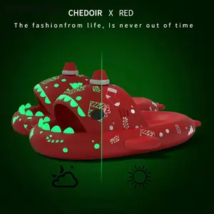 Luminous Shark Slippers Women Men Christmas Creative Gift Cute Cartoon Slippers Couple Soft Slides Funny Home Shoes Adults