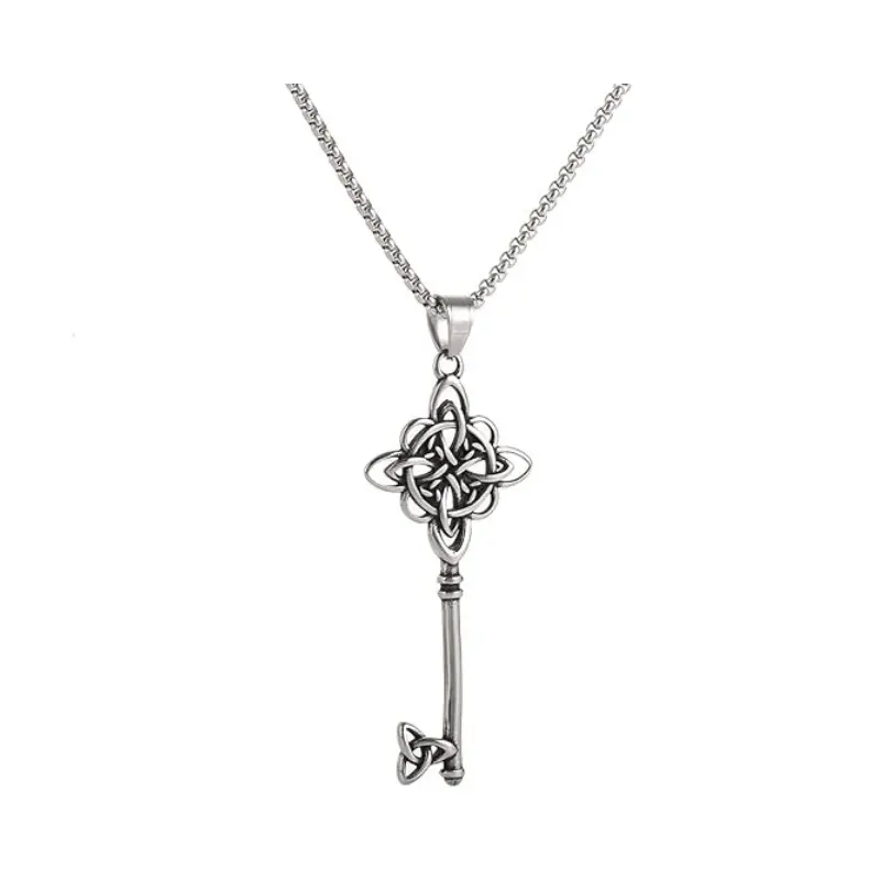 Witches Knot Key Necklace, Witchy Magic Knot Pendant, Celtic Jewelry for Women