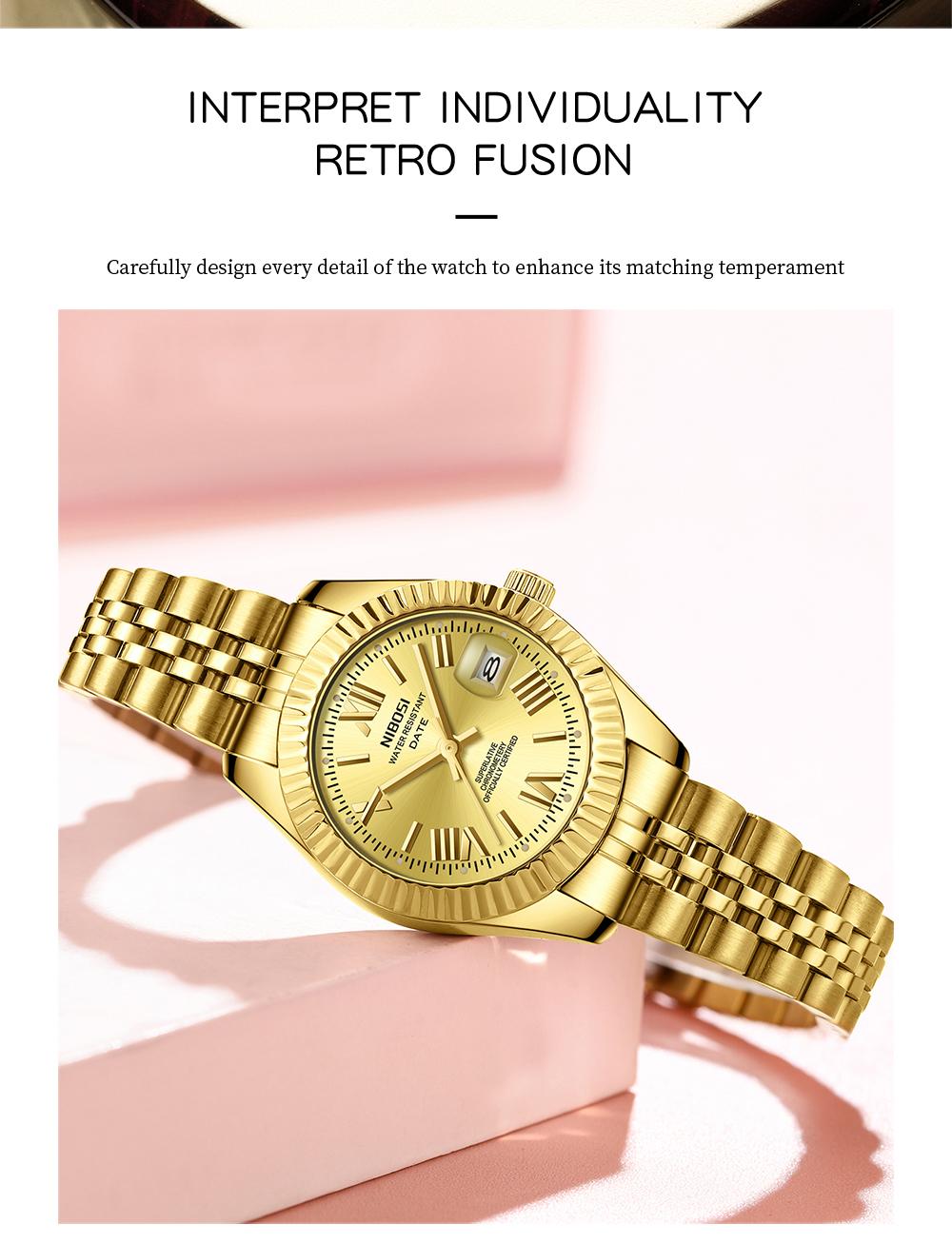 NIBOSI Rose Gold Women's Watches with Date Stainless Steel Luxury Ladies Watches with Small Writs Watches for Women Waterproof Elegant Dress Quartz Analog Women's Wrist Watches Reloj de Mujer