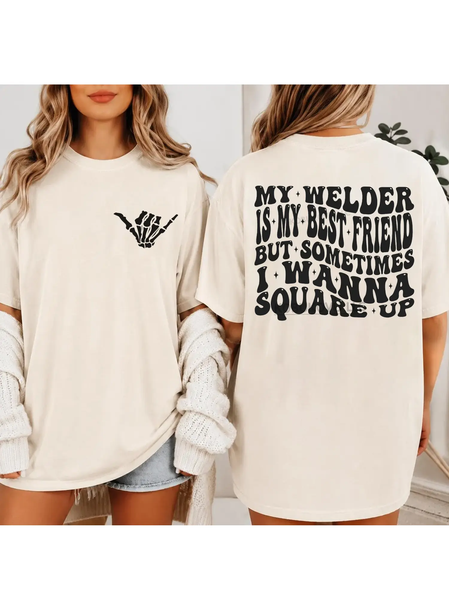 Women's Welder Partner Graphic Tee - Gift for Significant Other Who Loves Her Welder