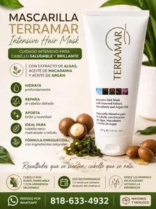 Terramar Intensive Hair Mask with Seaweed Extract Macadamia & Argan Oil 200ml for Damaged Hair Repair Deep Hydration & Frizz-Free Results