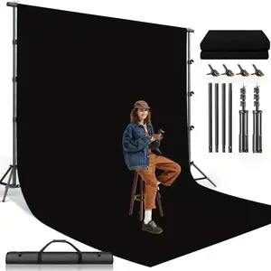 Big Size 13 X 10 FT/ 10 X 6.6 FT 4MX3M/3MX2M Black White Green Screen Backdrop for Photography Chromakey Virtual Chromakey High Density Polyester Fabric Pure Black Photo Backdrop Curtain Screen Collapsible Seamless for Shoot Portraits Party Video Studio