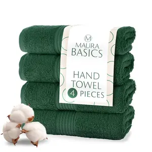 Maura Basics Performance Turkish Hand Towels with Hanging Loop. 16”x28” American Standard Towel size. Soft, Durable, Long Lasting and Absorbent 100% Turkish Cotton Bath Towels Set for Bathroom, Hunter Green Extra Large fluffy bath towel