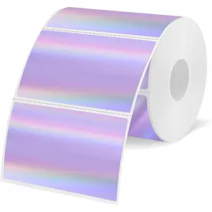 3x2 Inch Holographic Thermal Labels, Purple Thermal Sticker Labels, Rainbow Glitter Thermal Stickers for Price, Barcode, Mailing, Name, DIY Custom Logo Design, 200 Labels/1 Roll