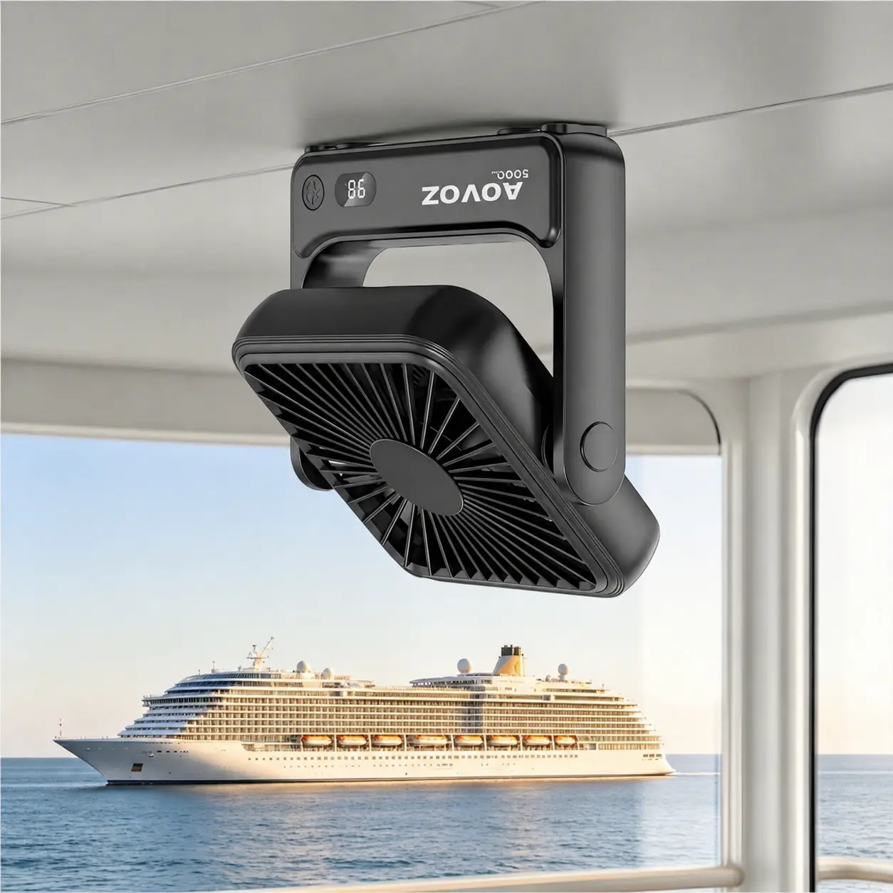 AOVOZ  Magnetic Cruise Approved Fan, 5000mAhUltra-Slim Travel Fan Rechargeable, 4-Speed, HookDesign, Portable Fan for Cruise Ship Cabin, BedroomSleeping, Camping, Travel & Cruise Essentials 2026