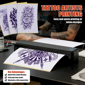 A4 Thermal Printer, Wireless Tattoo Template Machine, Bluetooth-compatible Compatible, Includes 5 Transfer Sheets & 10 Thermal Sheets, Mobile & Tablet Friendly