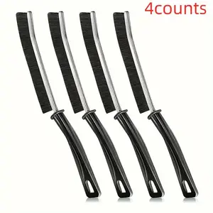 4-Pack Long Handle Slot Cleaning Brush Set, Hard Bristle Gap Cleaner, Multi-Functional Window and Door Slot Brush, Dust Collector, No Corner Brush