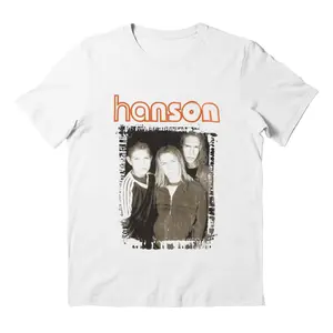 Vtg Hanson Band Music Tour Heavy Cotton White T-Shirt, Cotton Men Casual T-Shirt