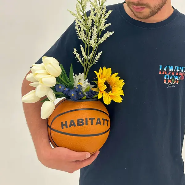 Habitatt Basketball Planter - Basketball Decor - Planter Set Decoration - Pencil Holder - Room Decoration - Orange Color - Size 3 - Size 4 - Holder - Flower Planter