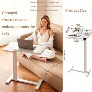 Flip-up height-adjustable standing desk, mobile computer desk/coffee table, ergonomic multi-functional table with wheels, portable rolling laptop desk for home and office, adjustable simple desk, small standing desk for small room, height-adjustable gamin
