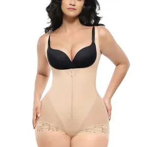 SHAPELLX Shapewear for Women Fajas Colombianas Tummy Control Body Shaper Open Bust Bodysuit with Hook Zipper Closure