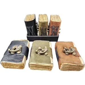 [Set of 3]  Mini Leather Journals -   Scrapbooks, Pocket Artist Sketchbook, small leatherbound Unlined Notebook journal,  for artists, writers, and scrapbooking on the go gifts.