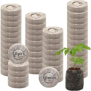 50 Pcs 30mm Peat Pellets Block Potting Soil for Seedlings, Compressed Garden Soil Seed Starter Nutrient Peat Pods for Starting Seeds, Planting Flowers, Vegetables, Herbs