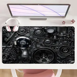 [Mouse Desk Pad] Non-Slip Mouse Pad Large Gaming Mouse Pad With Rubber Base & Stitched Edge Steampunk Gear Cyberpunk Mechanical Design Desk Top Protector Mat For Home Office & Christmas Gift